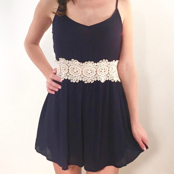 rosette Dresses & Skirts - Rosette - See Thru Crochet Lace Waist Romper